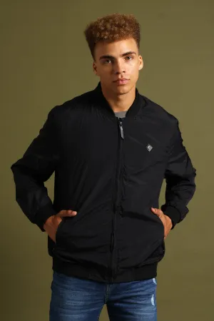 Smart Crinkle Bomber Jacket - Black