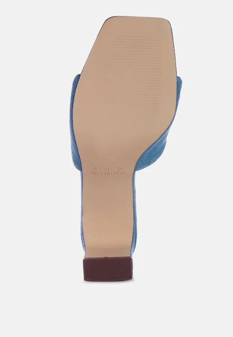 Soft Flirt Italian Block Heel Denim Sandals By Ruw