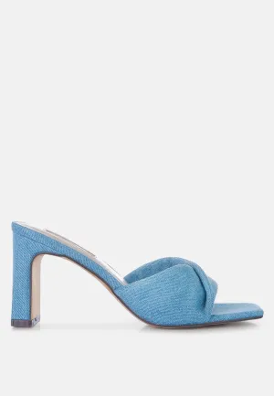 Soft Flirt Italian Block Heel Denim Sandals By Ruw