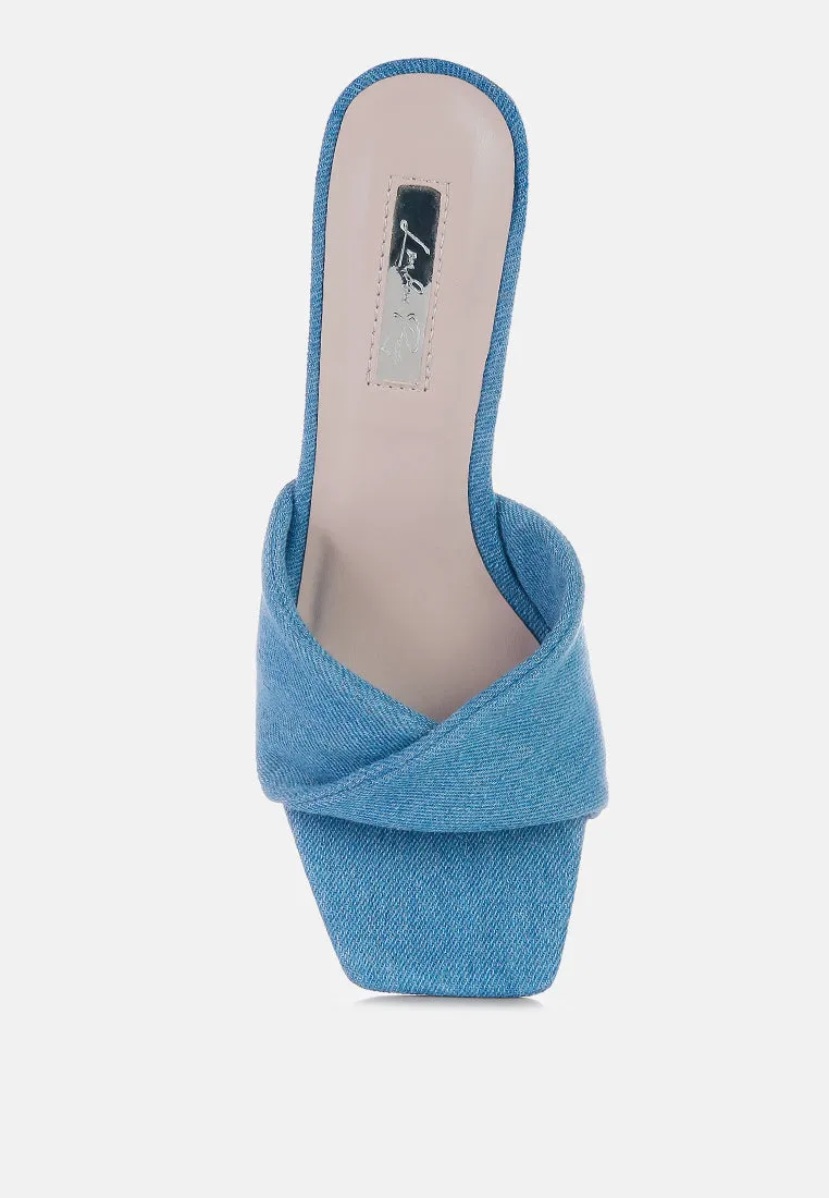 Soft Flirt Italian Block Heel Denim Sandals By Ruw