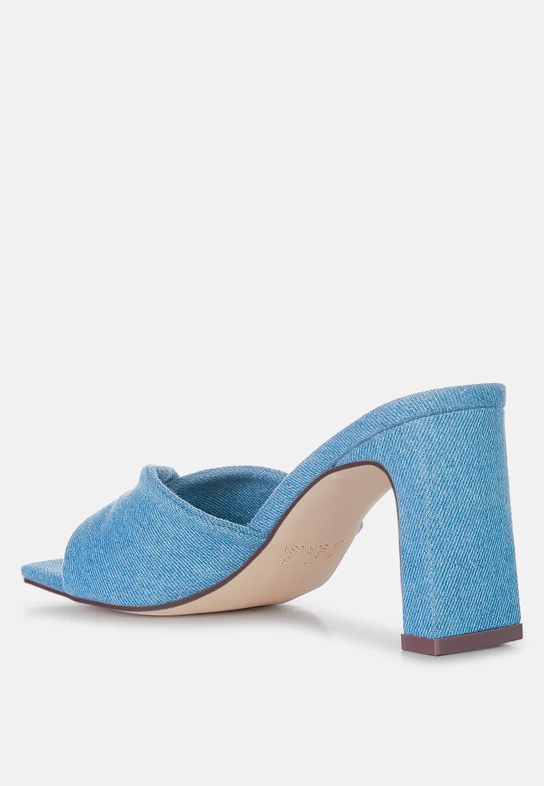 Soft Flirt Italian Block Heel Denim Sandals By Ruw