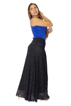 Soft Net Black Long Flayer Skirt