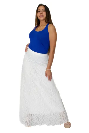 Soft Net White Long Flayer Skirt