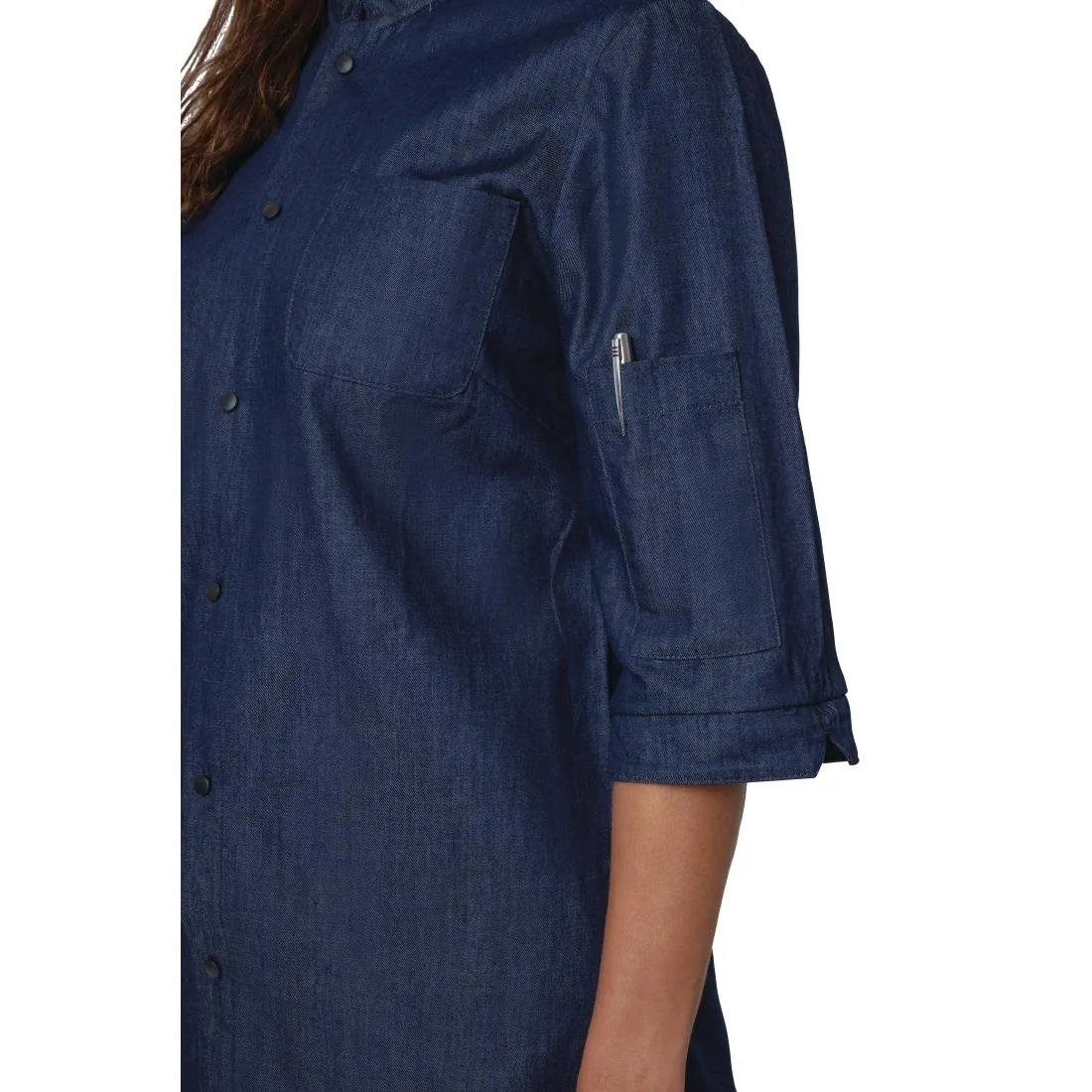 Southside NY Queens Smaller Fit Womens Denim Lightweight Chefs Shirt Size M