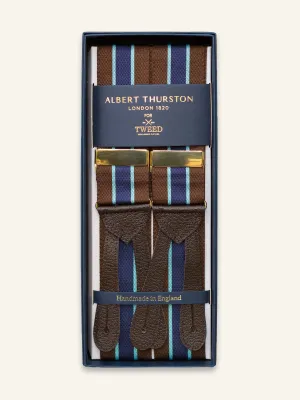 Stripe Barathea Braces Brown/Navy/Sky