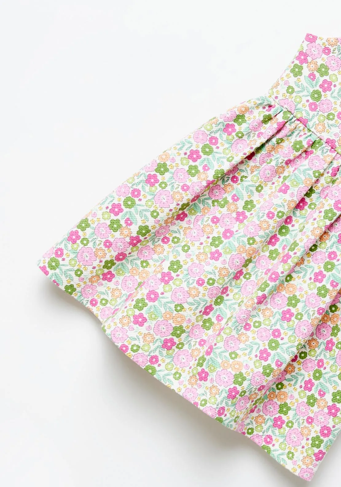 Structured  Floral Print dress - Cream Ivory