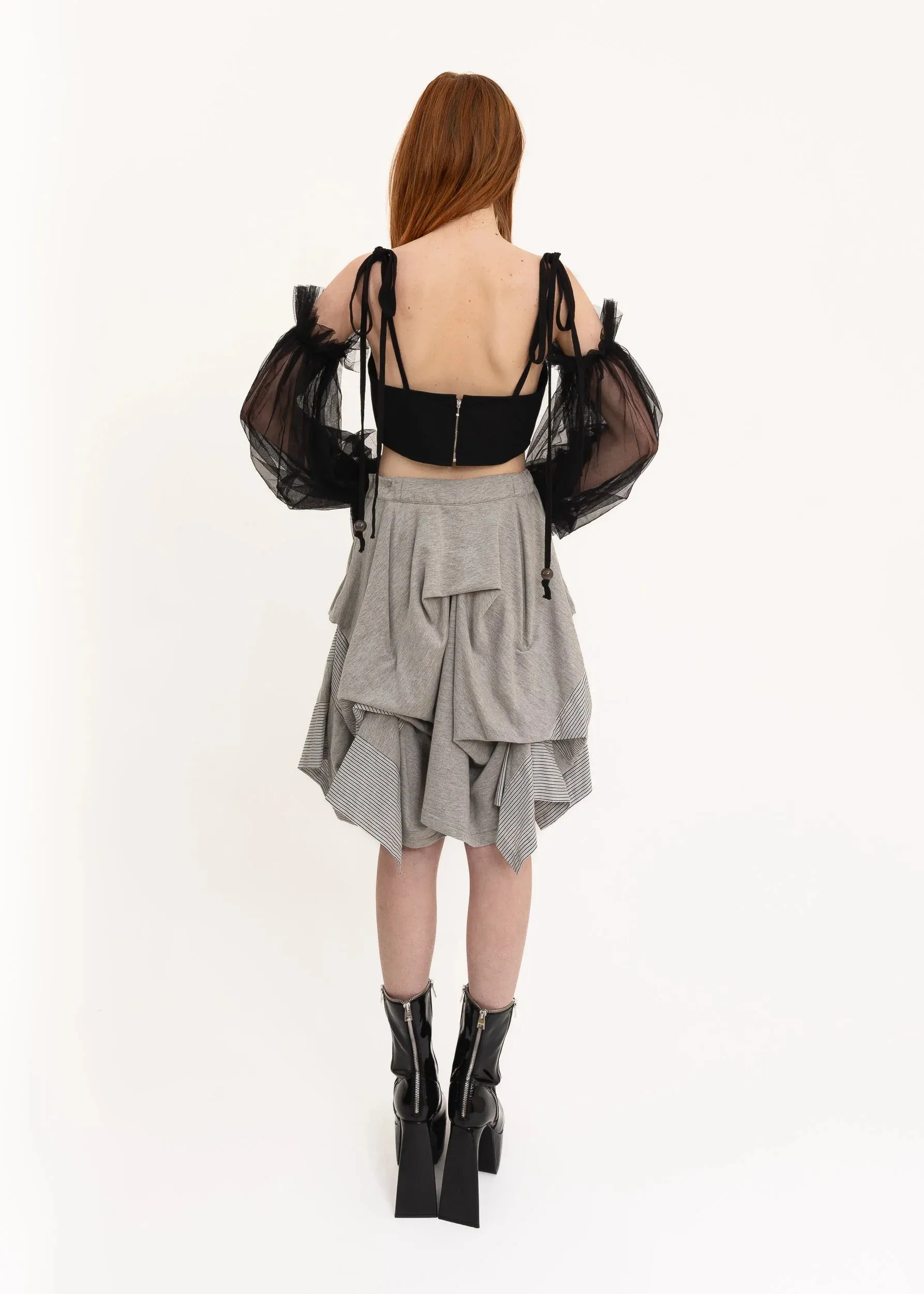Structured pin tuck skirt