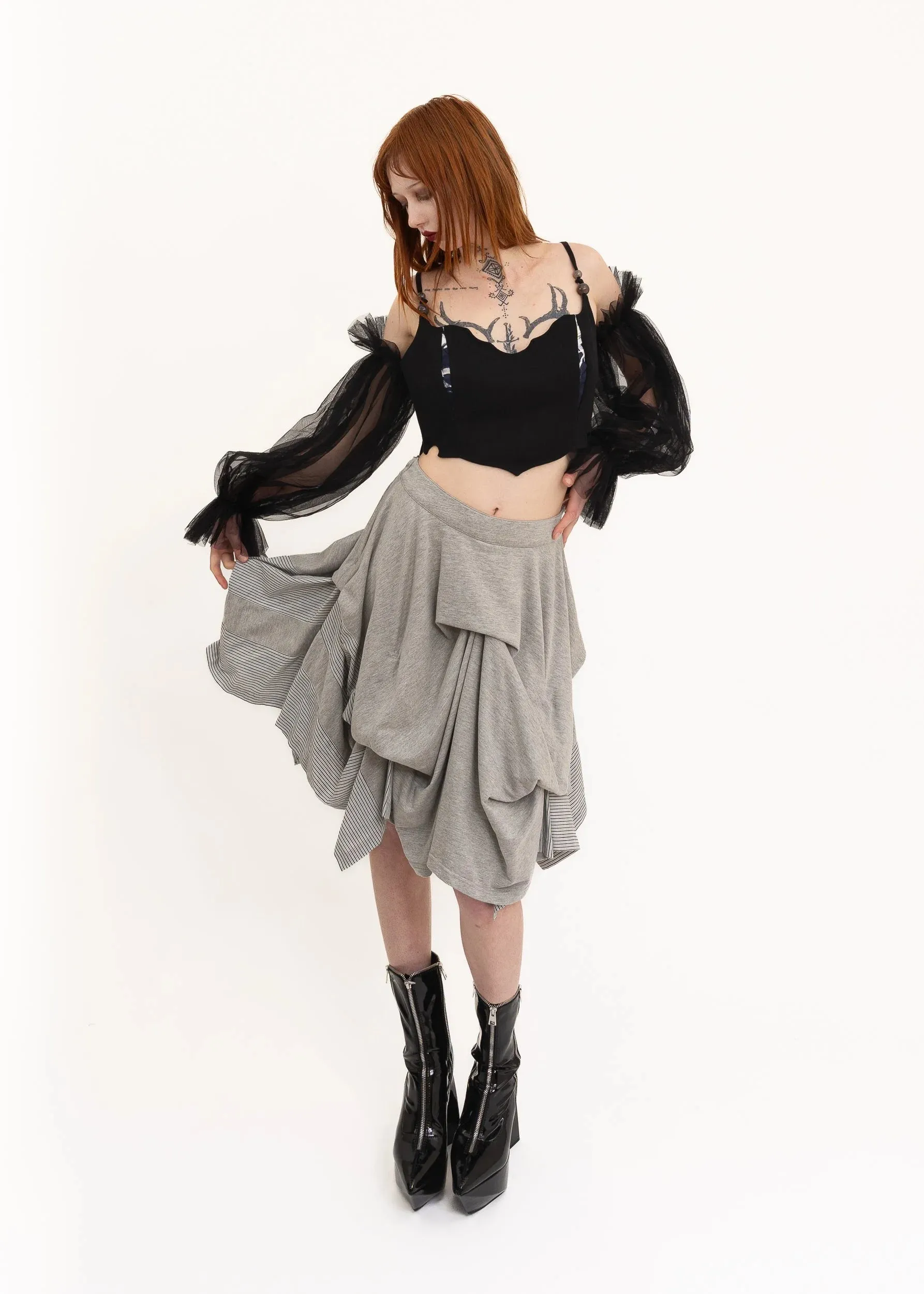 Structured pin tuck skirt
