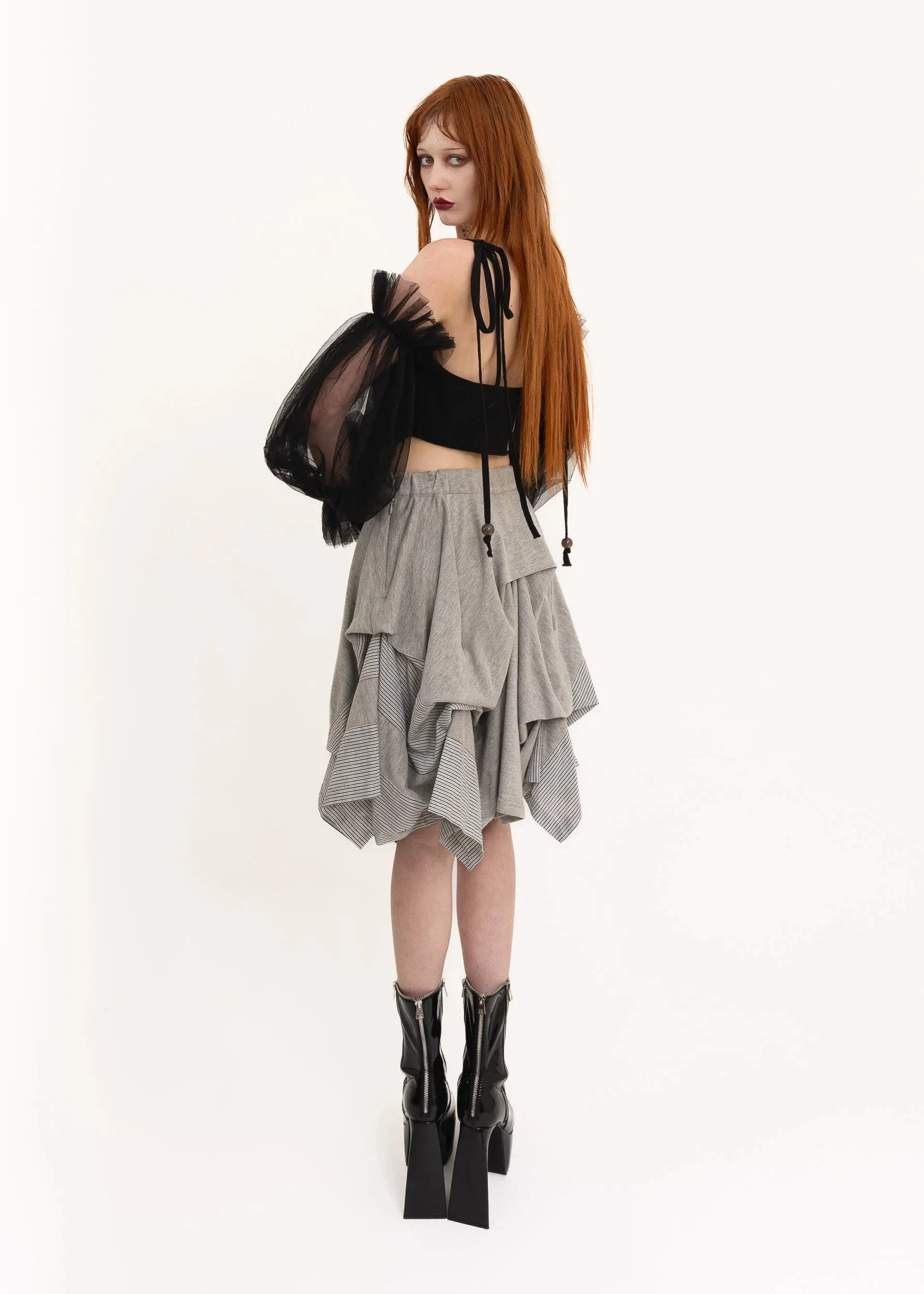Structured pin tuck skirt