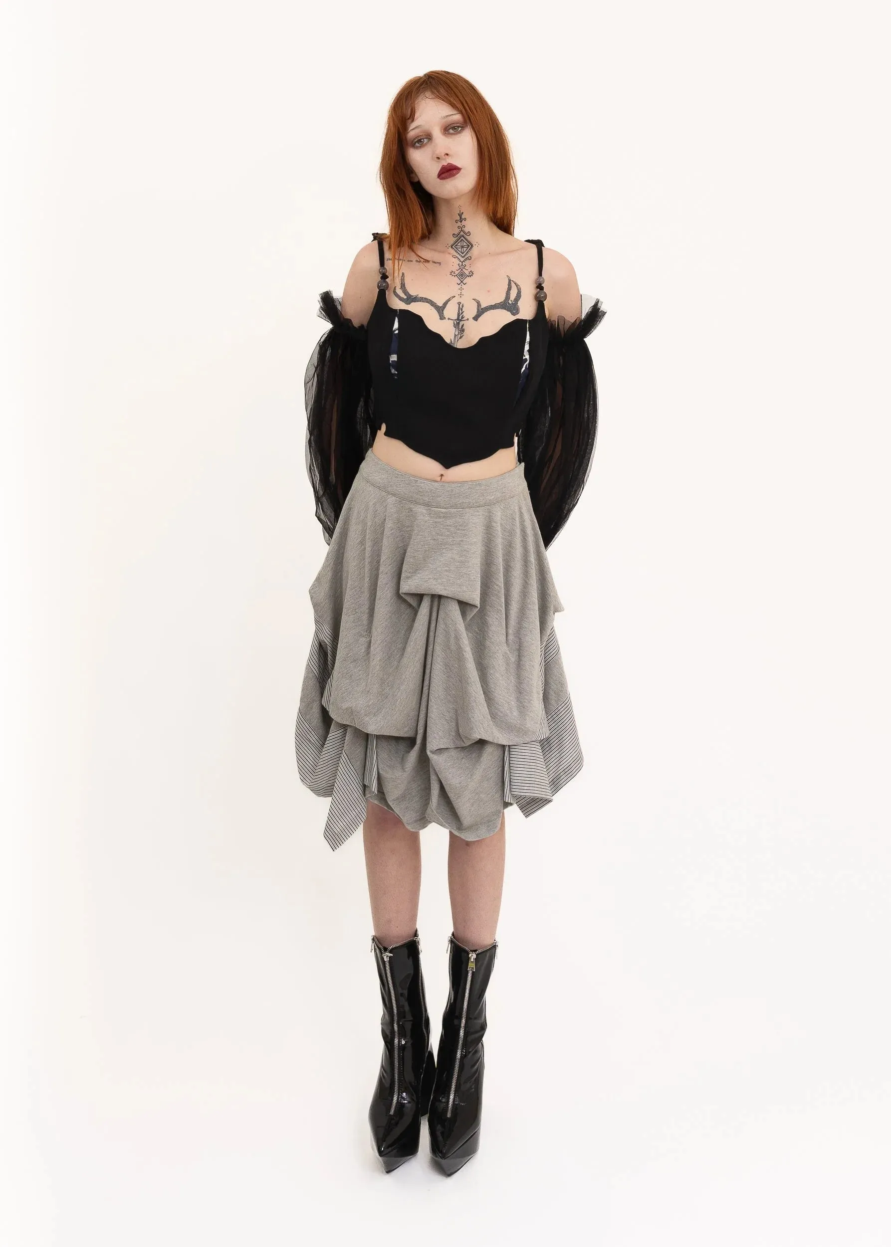 Structured pin tuck skirt
