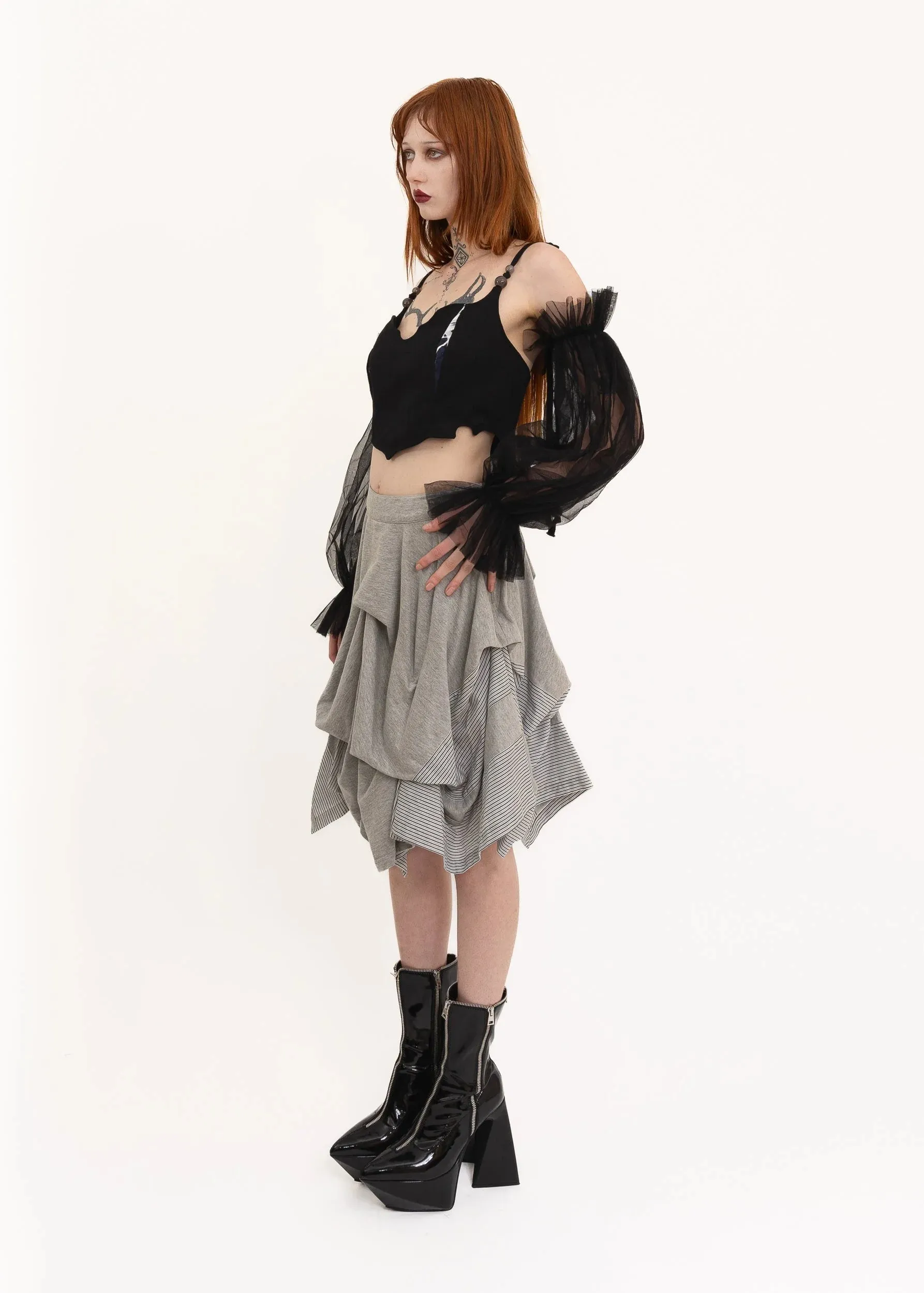 Structured pin tuck skirt
