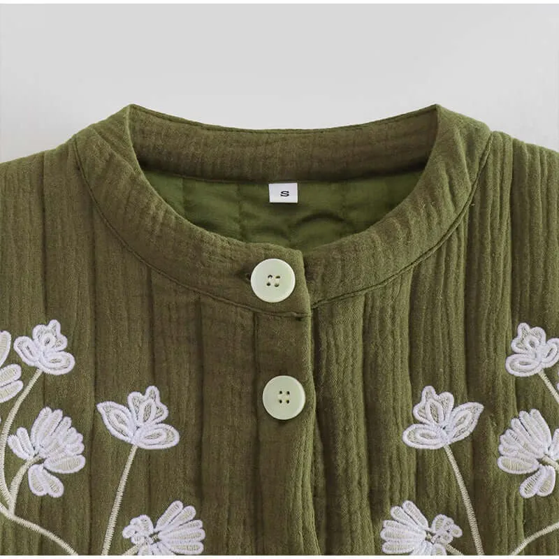 Stylish green waistcoat with floral pattern