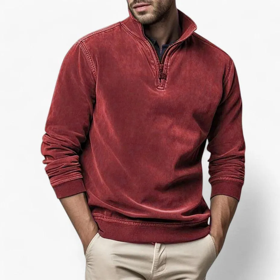 Stylish Half-Zip Stand Collar Jumper for Men