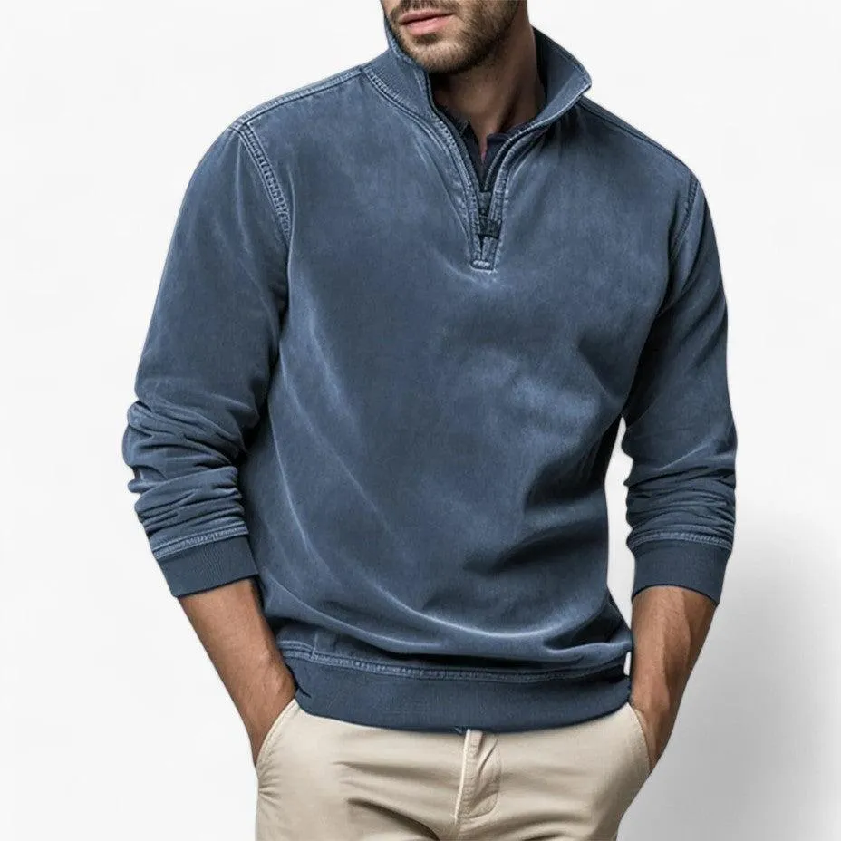 Stylish Half-Zip Stand Collar Jumper for Men
