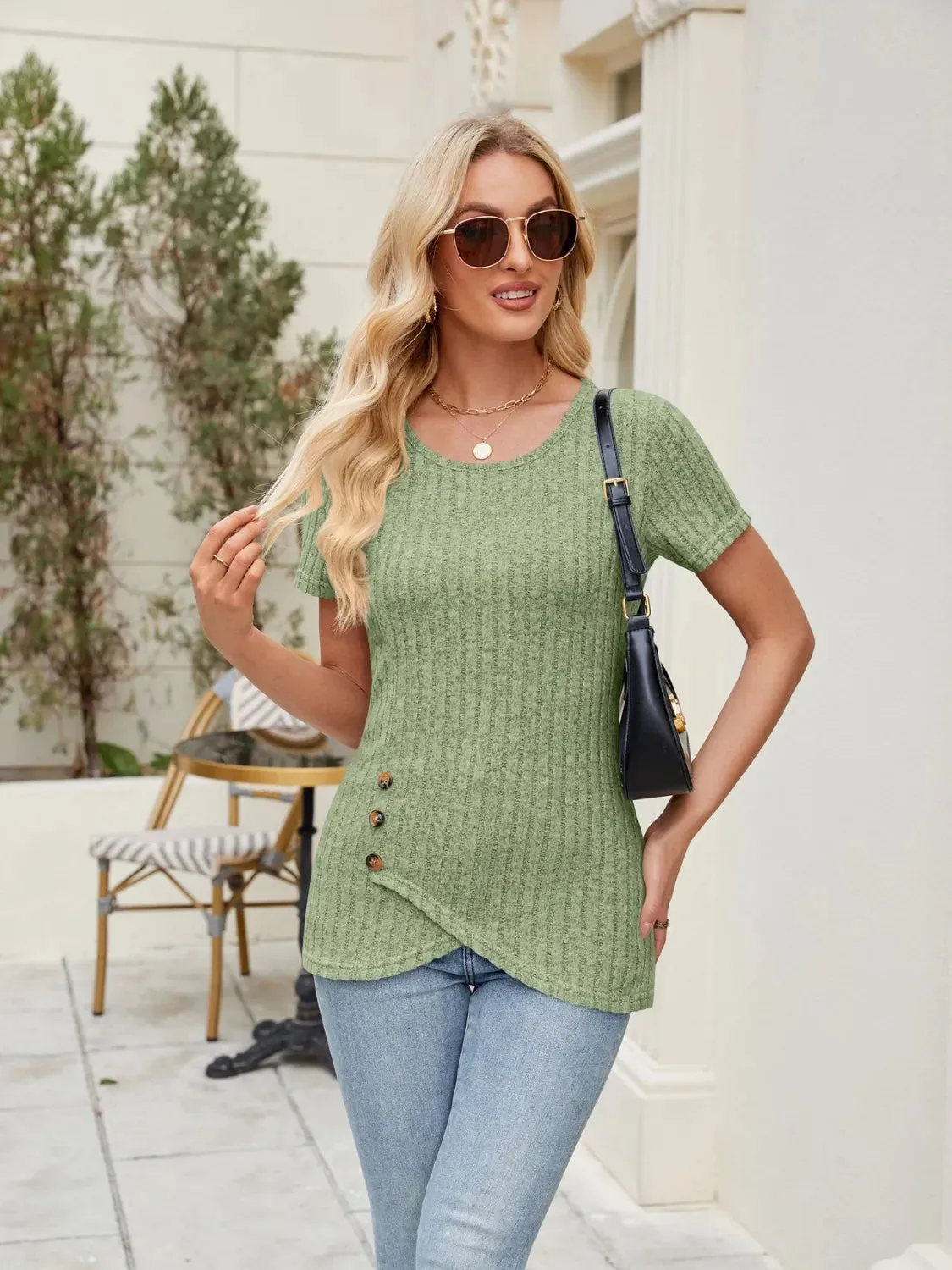 Stylish Round Neck Short Sleeve T-Shirt for Women