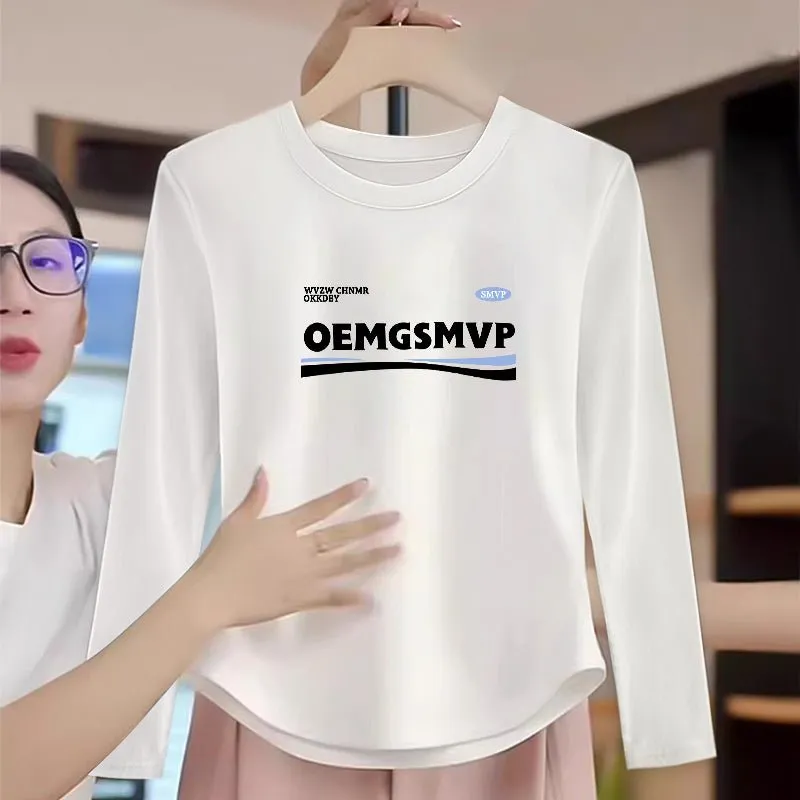 Stylish Xiaozhongde Velvet Long Sleeves T-shirt Female Fall and Winter Inner Wear Short Bottoming Shirt American Sexy Silm Tops