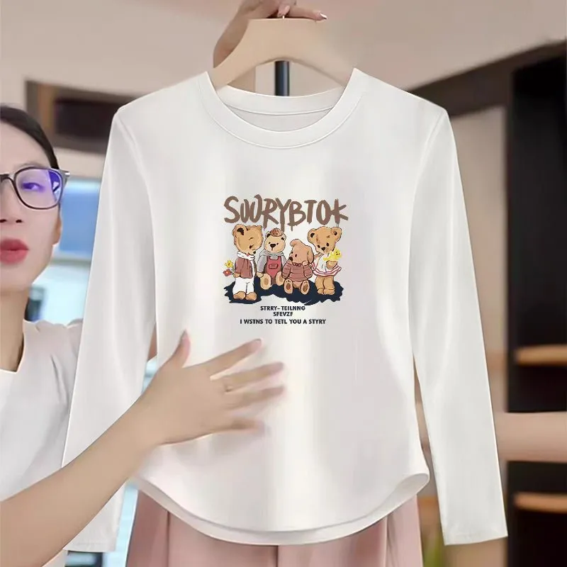 Stylish Xiaozhongde Velvet Long Sleeves T-shirt Female Fall and Winter Inner Wear Short Bottoming Shirt American Sexy Silm Tops