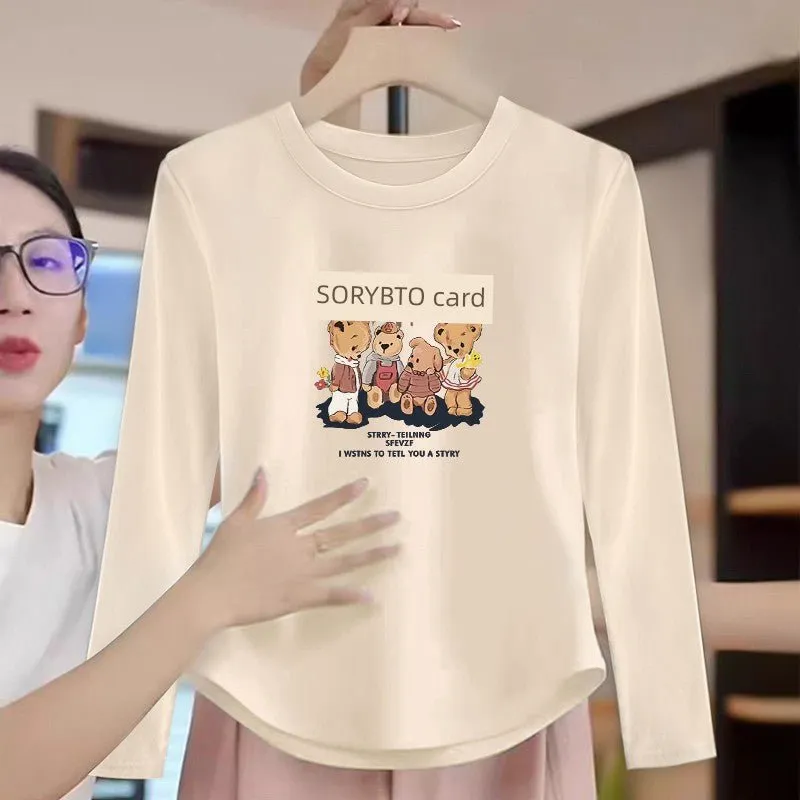 Stylish Xiaozhongde Velvet Long Sleeves T-shirt Female Fall and Winter Inner Wear Short Bottoming Shirt American Sexy Silm Tops