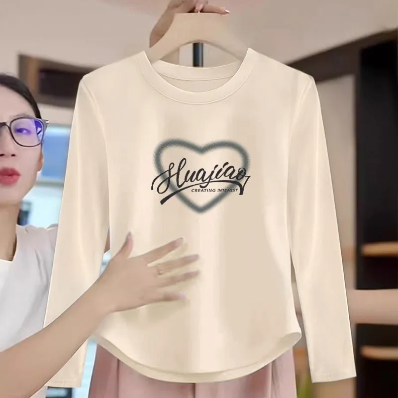 Stylish Xiaozhongde Velvet Long Sleeves T-shirt Female Fall and Winter Inner Wear Short Bottoming Shirt American Sexy Silm Tops