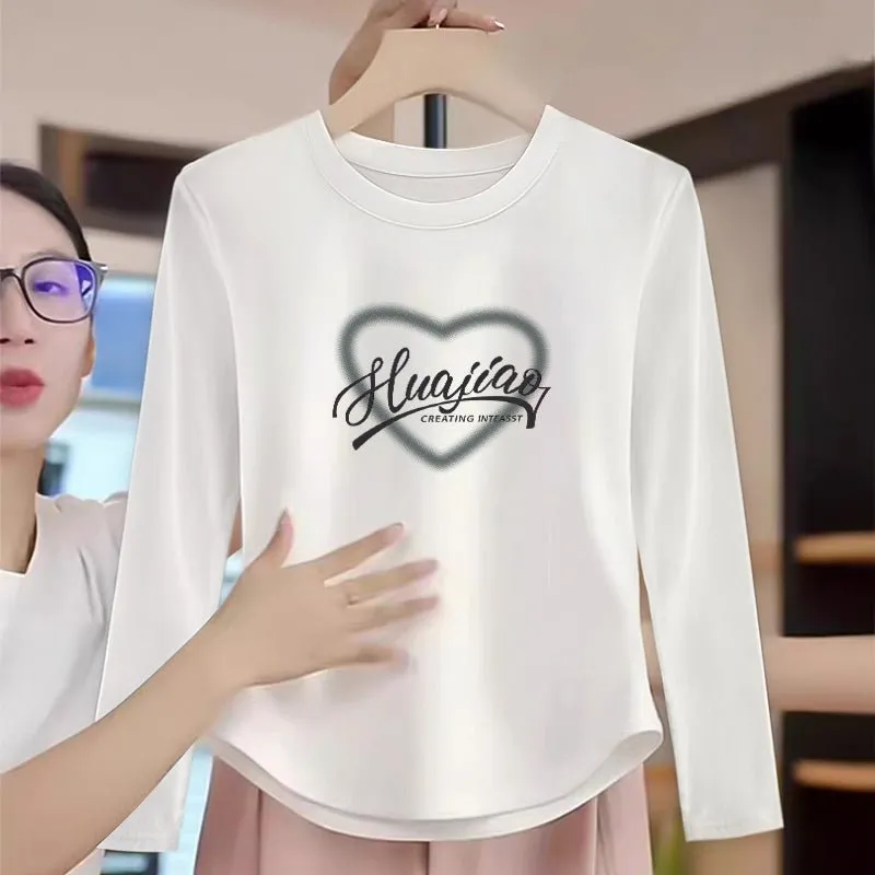 Stylish Xiaozhongde Velvet Long Sleeves T-shirt Female Fall and Winter Inner Wear Short Bottoming Shirt American Sexy Silm Tops