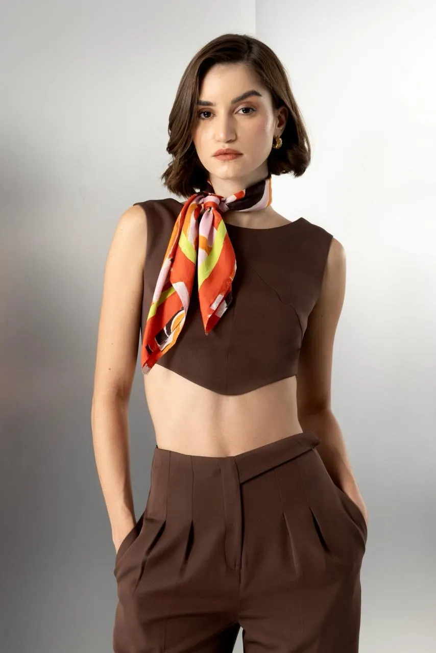 Sundae fling - crop top in brown