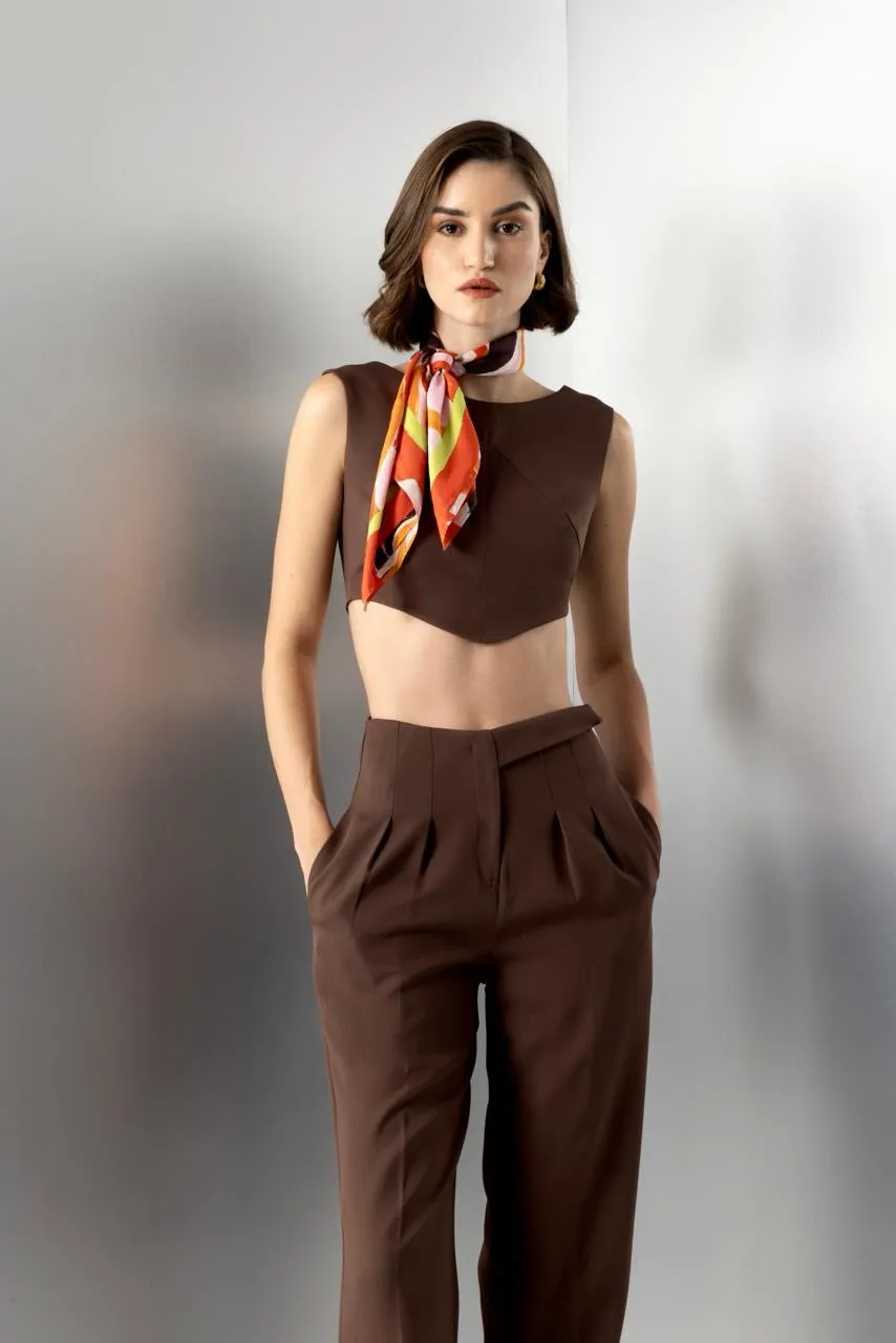 Sundae fling - crop top in brown