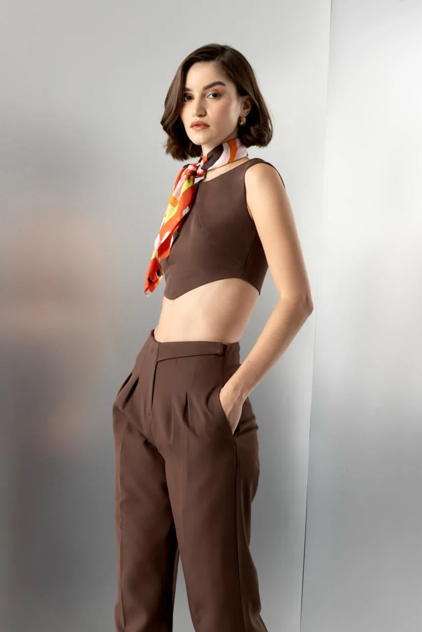Sundae fling - crop top in brown