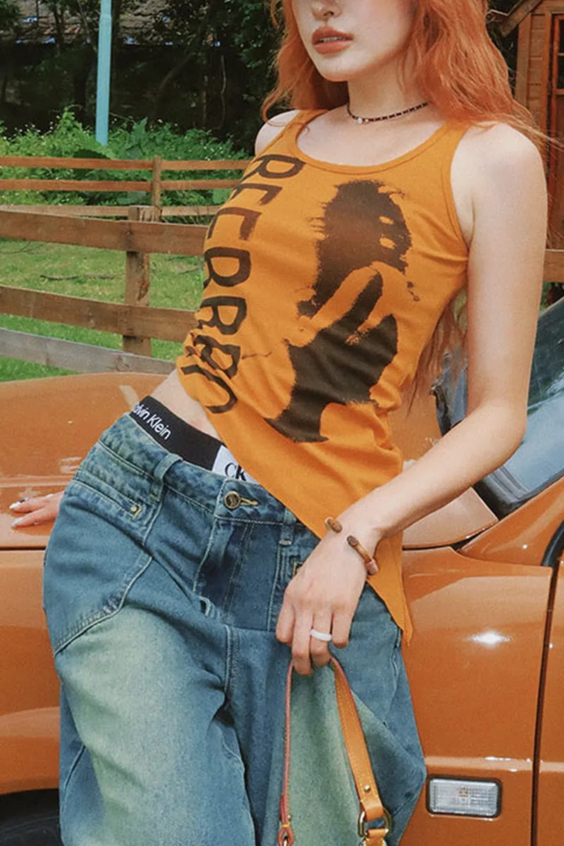 Tangerine Slice Irregular Tank Top