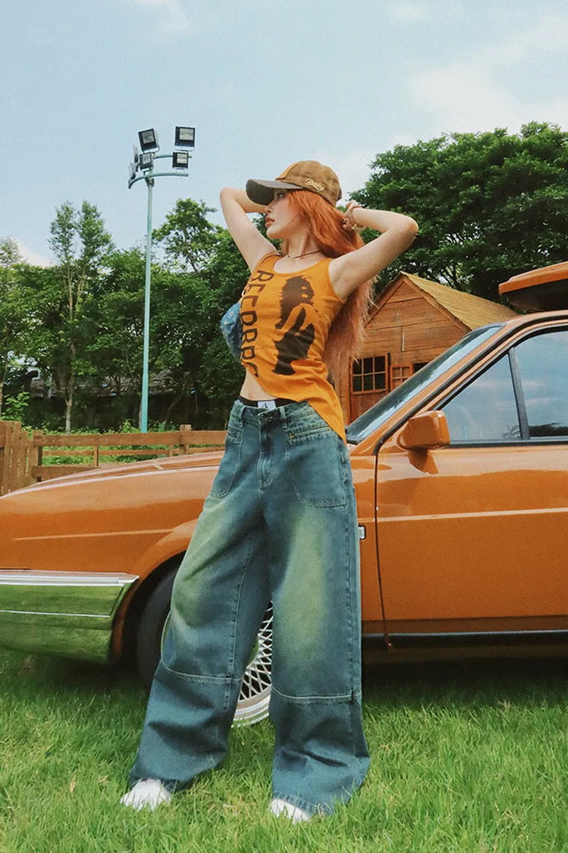Tangerine Slice Irregular Tank Top