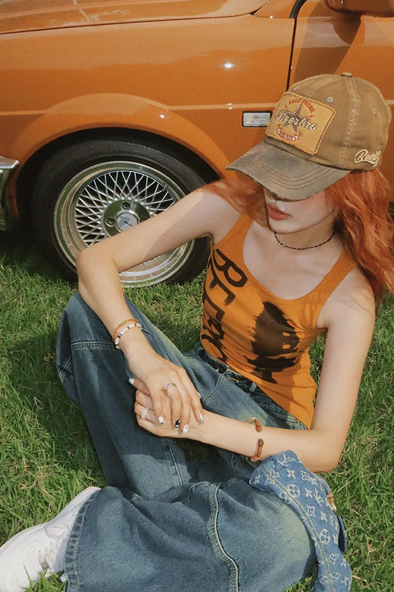 Tangerine Slice Irregular Tank Top