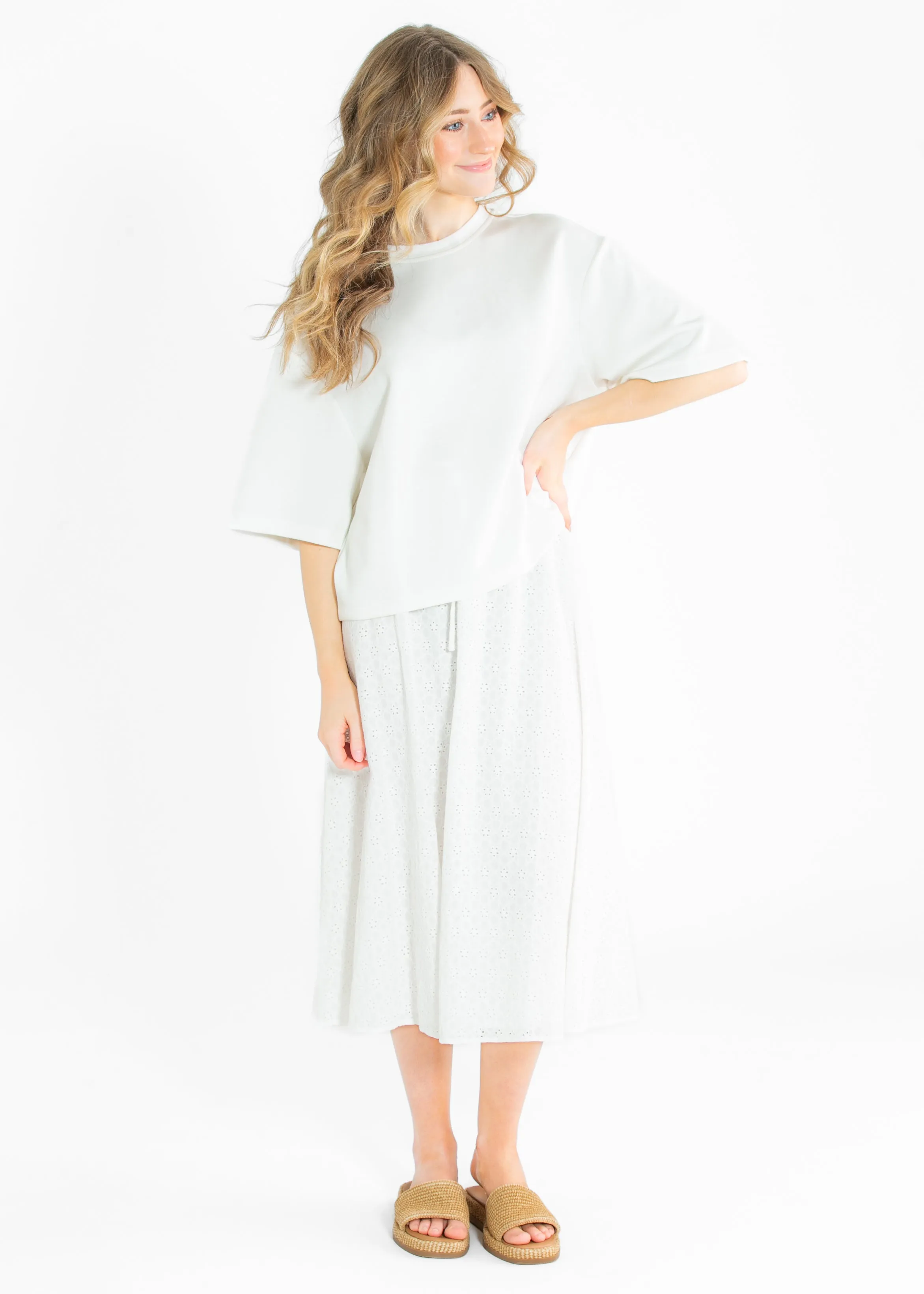 Taryn Drop Shoulder Soft Scuba Everyday Basic Tee