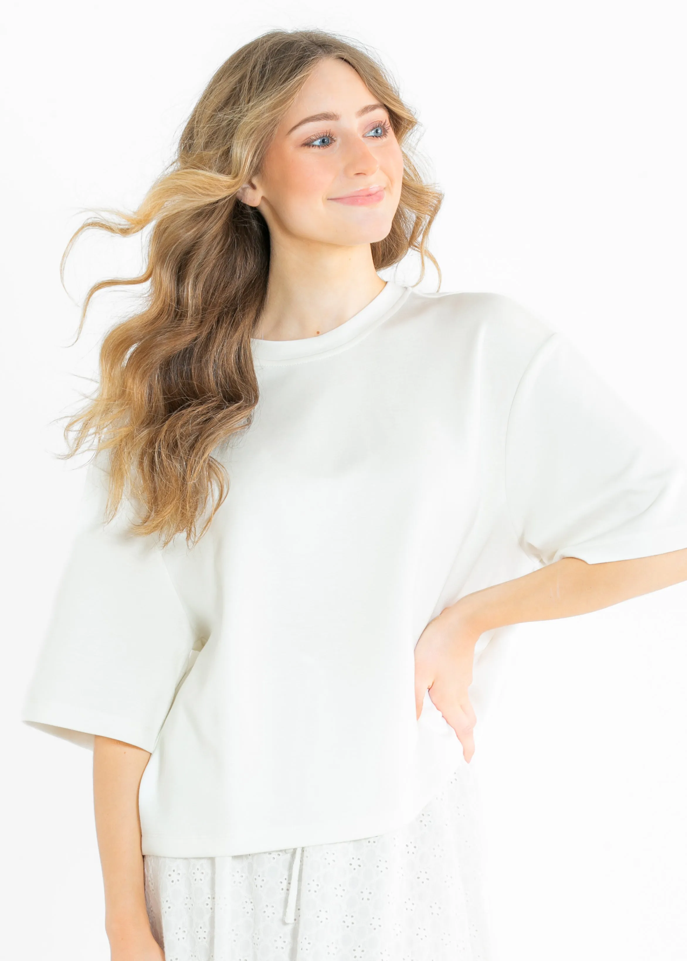 Taryn Drop Shoulder Soft Scuba Everyday Basic Tee
