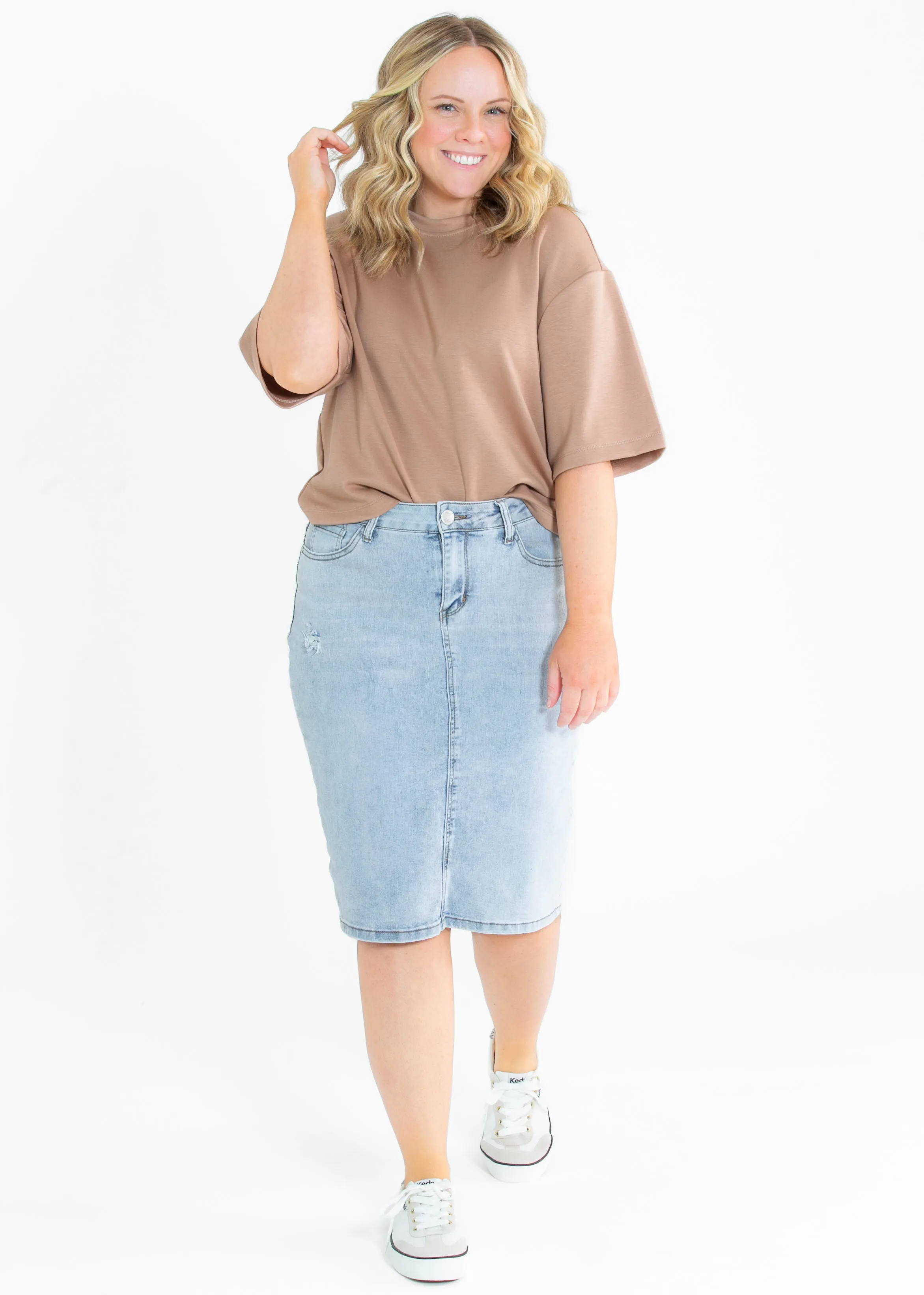 Taryn Drop Shoulder Soft Scuba Everyday Basic Tee