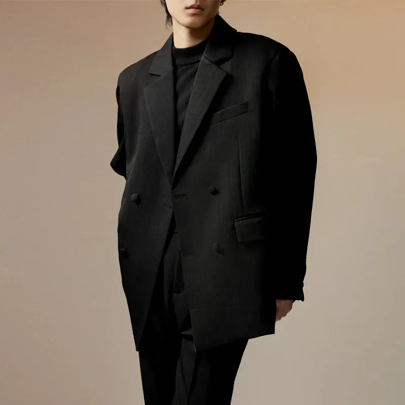 Textured Double-Breasted Blazer