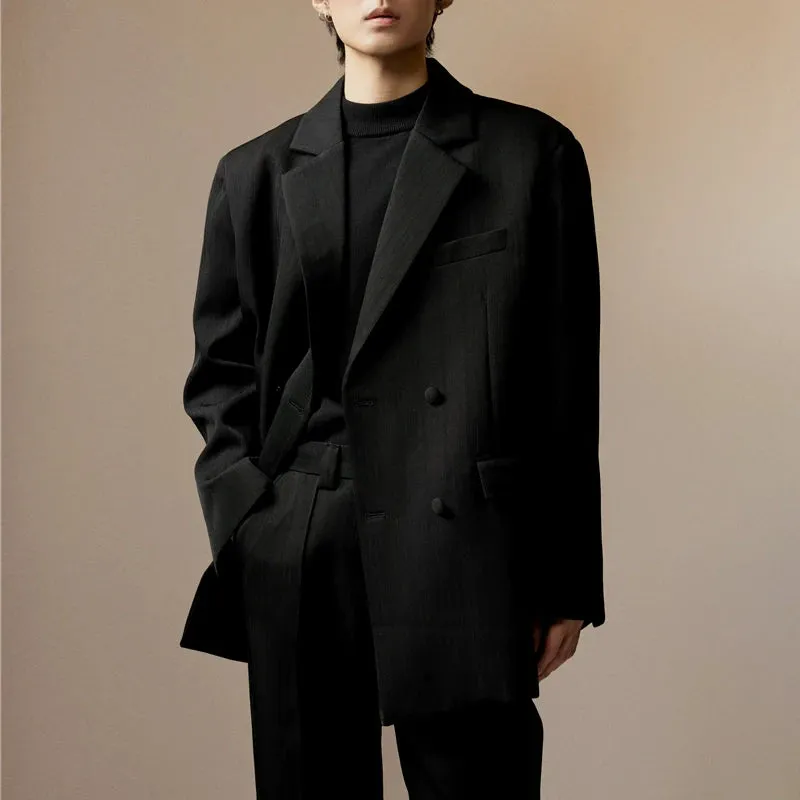 Textured Double-Breasted Blazer