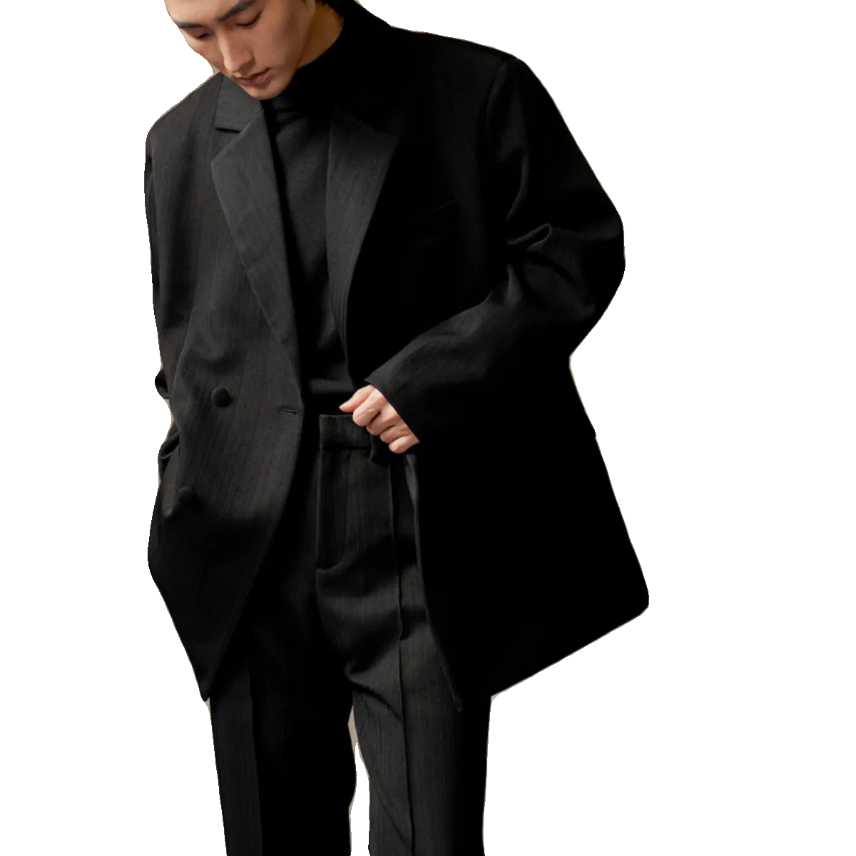 Textured Double-Breasted Blazer