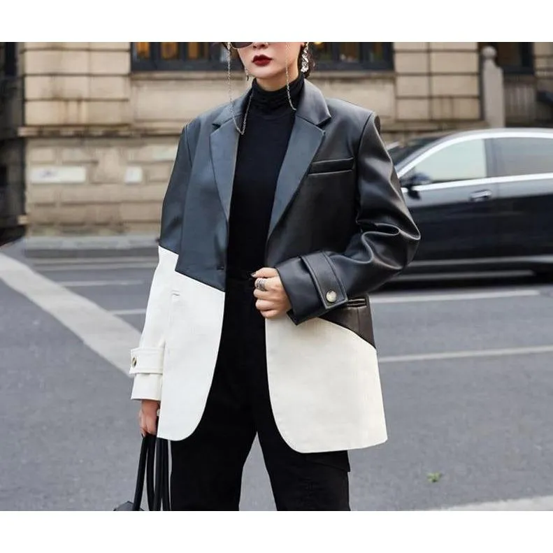 The Darla Faux Leather Long Sleeve Blazer