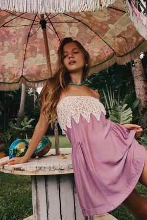 The Look Of Love Silk/Rayon Slip Mini Dress - Lilac