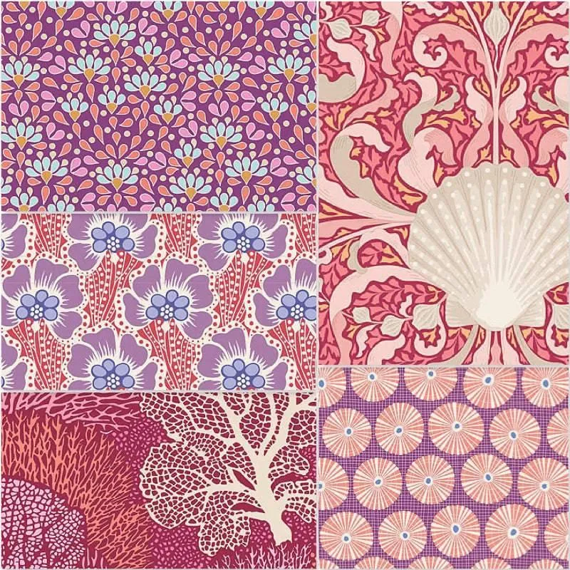 Tilda Cotton Beach - Fat Quarter Pack - Coral (5)