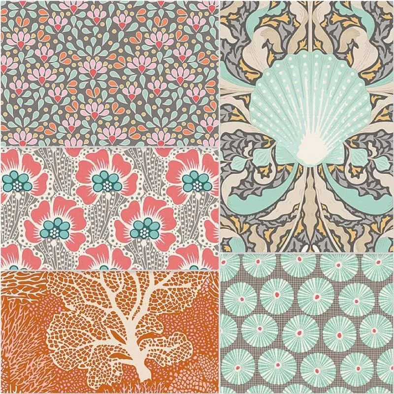 Tilda Cotton Beach - Fat Quarter Pack - Grey (5)