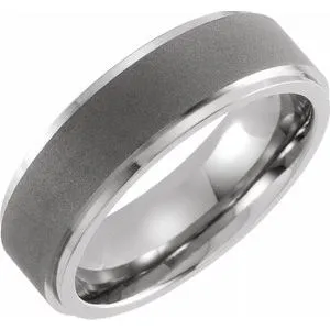 Titanium 7 mm Ridged Oxidized and Polished Band Size 7