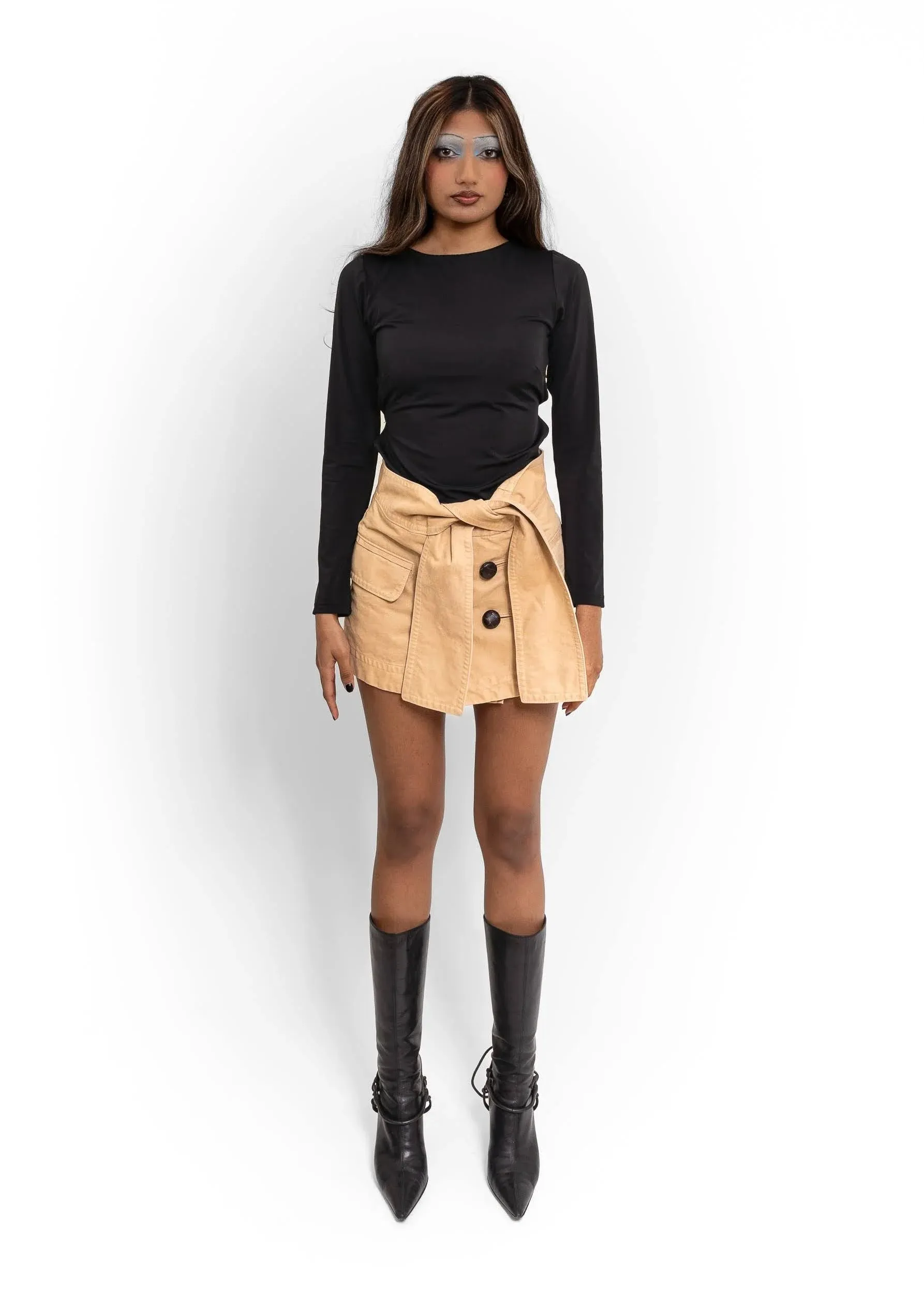 Trench coat mini skirt