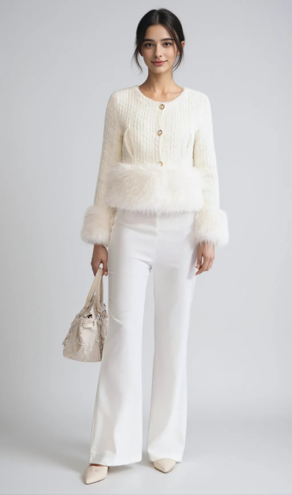 Tweed Jacket withFaux Fur Accents