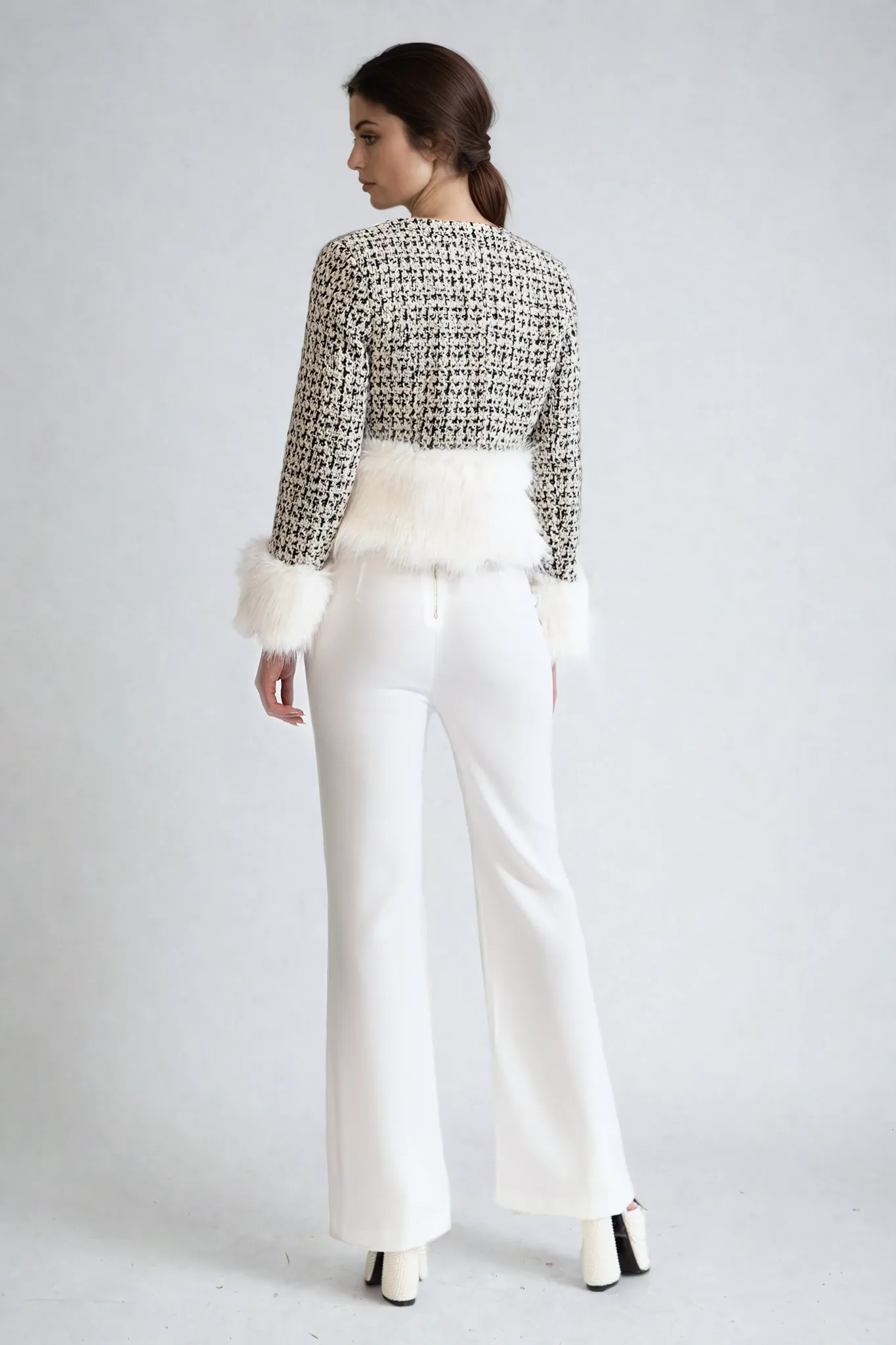 Tweed Jacket withFaux Fur Accents