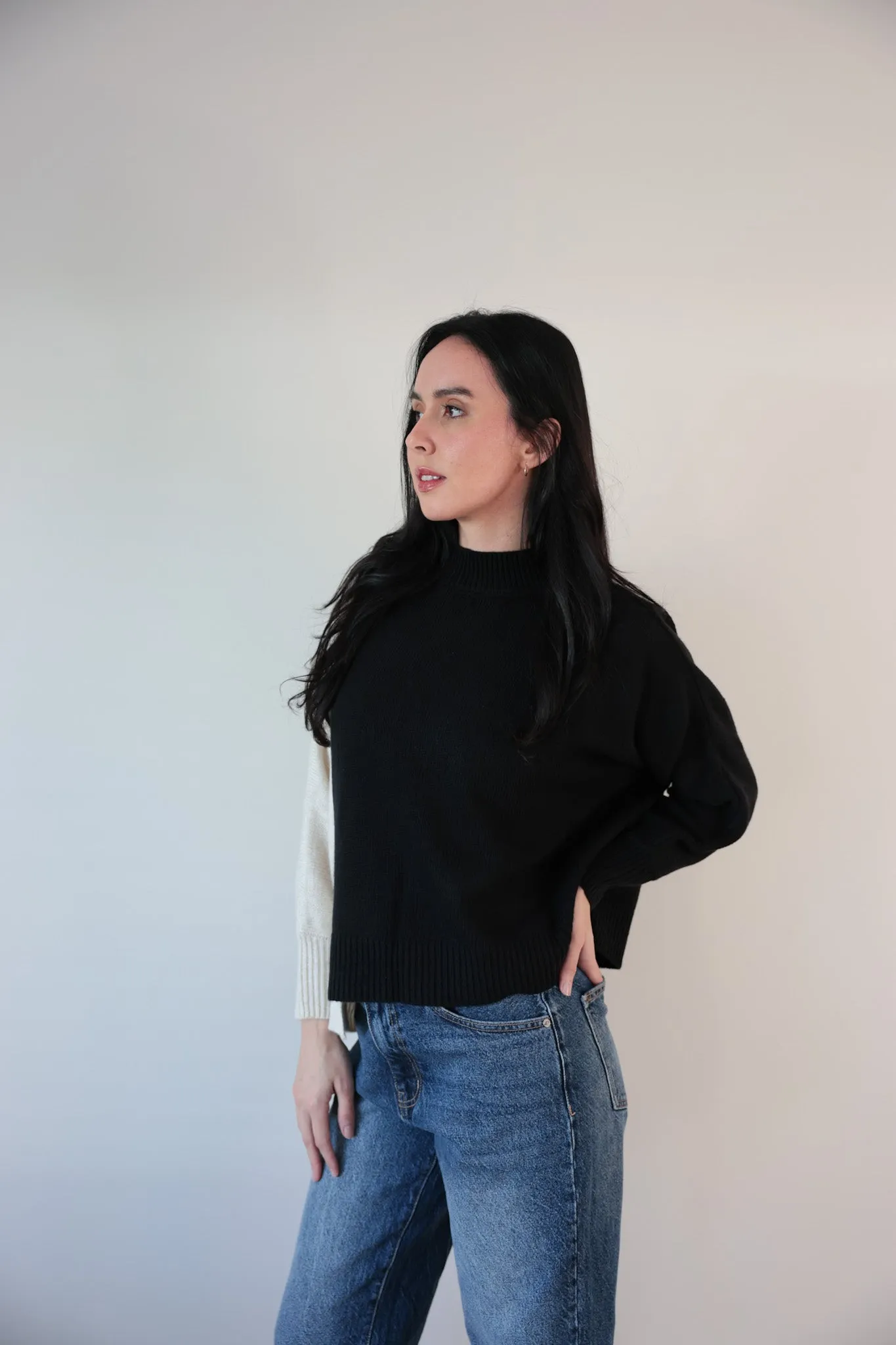 Two-Tone Contrast Sweater-Final Sale