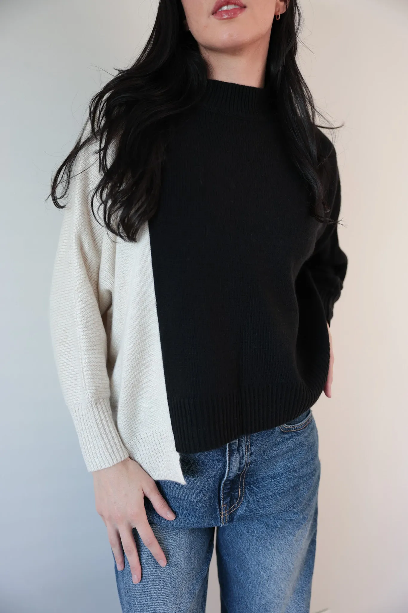 Two-Tone Contrast Sweater-Final Sale