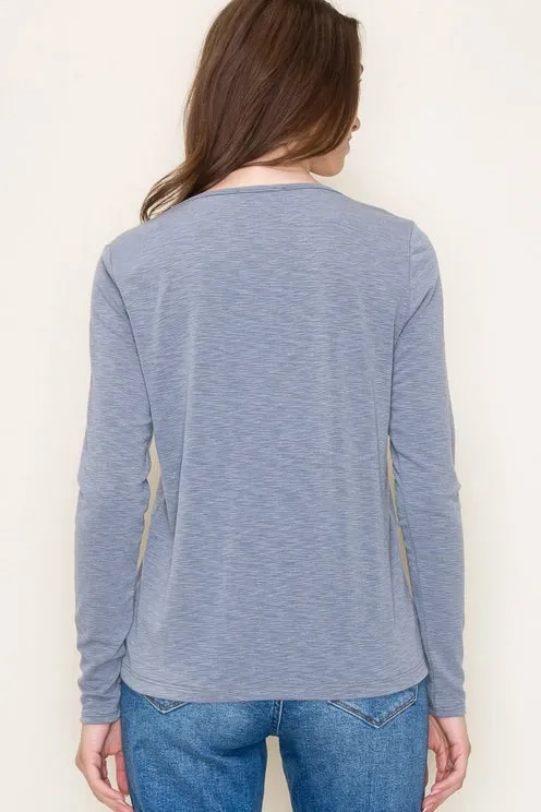 V-Neck Long Sleeve Basic Top