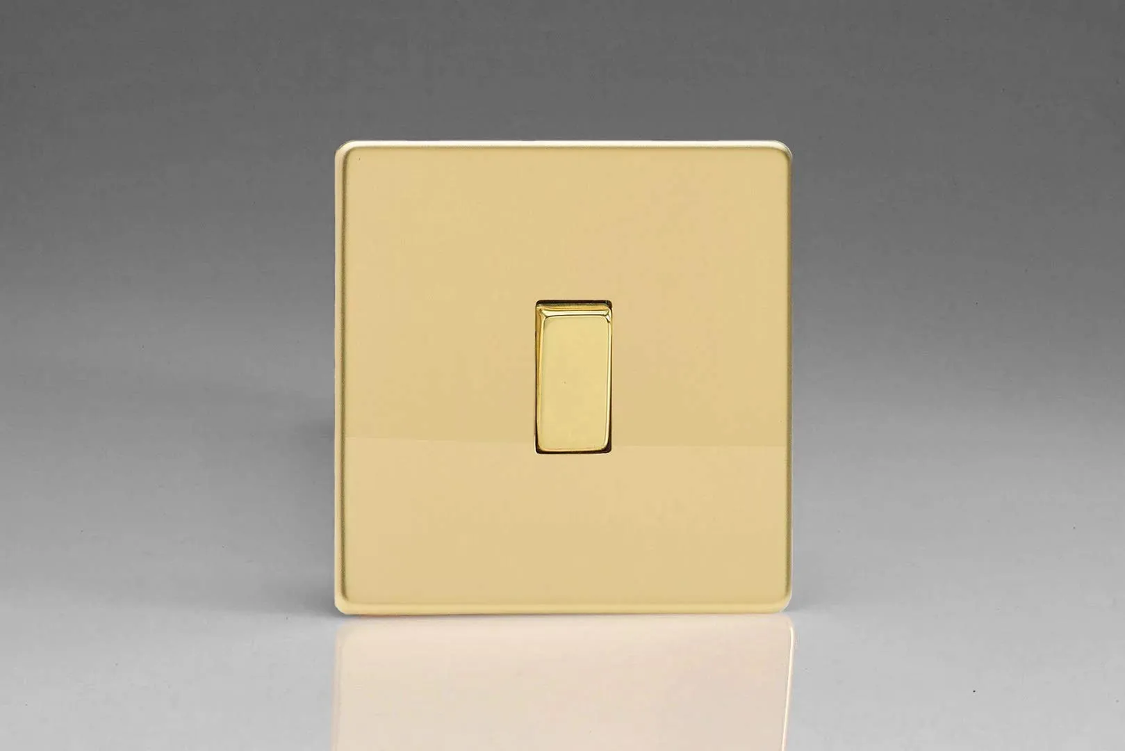 Varilight XDVBP1S Screwless Polished Brass 1-Gang 6A 1-Way Push Retractive Momentary Switch