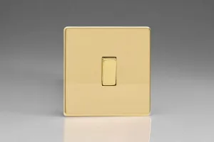 Varilight XDVBP1S Screwless Polished Brass 1-Gang 6A 1-Way Push Retractive Momentary Switch