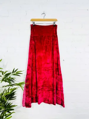 Velvet Long Skirt with Side Splits